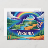 Vivid Virginia Conceptual Map Art Postkarte (Vorne/Hinten)