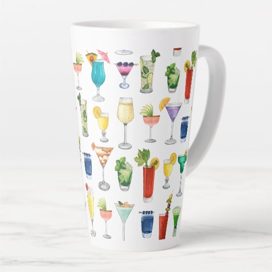 Vivid Watercolor Cocktail Muster Tote Tasche Milchtasse (Rechte Ecke)