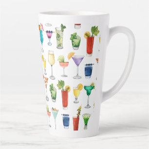Vivid Watercolor Cocktail Muster Tote Tasche Milchtasse
