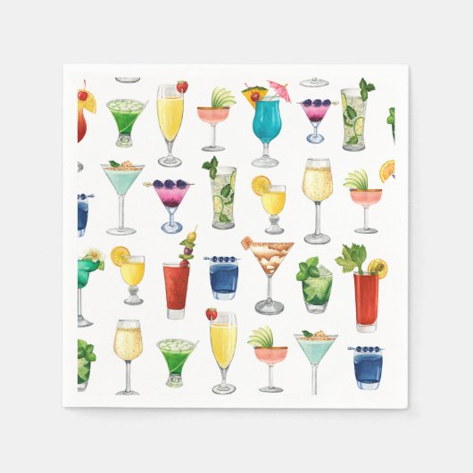 Vivid Watercolor Cocktail Muster Tote Tasche Serviette (Vorderseite)