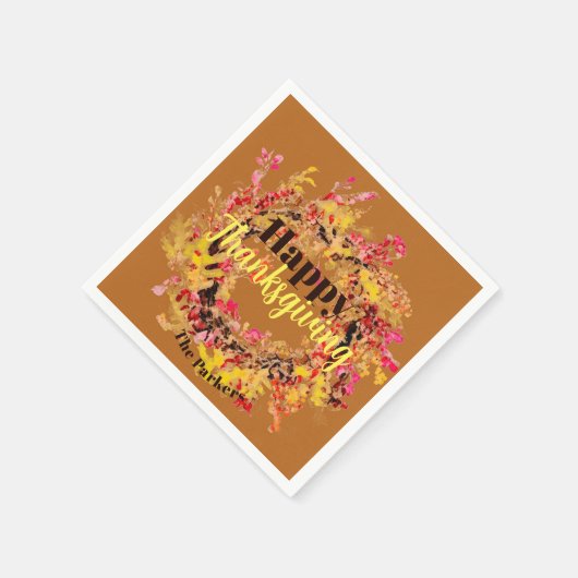 Vivid Watercolor Herbstlaubs Wreath Erntedank Serviette (Ecke)