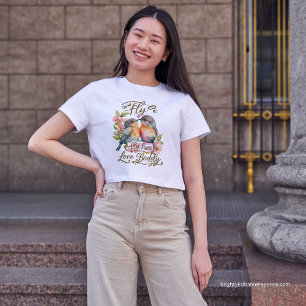 Vivid Watercolor Lovebirds fliegen frei, Liebe mut T-Shirt