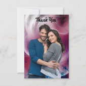 Vivid Watercolor Pink Wedding Danke Karten (Vorderseite)