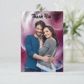 Vivid Watercolor Pink Wedding Danke Karten (Stehend Vorderseite)