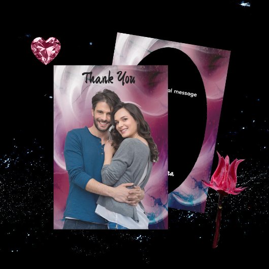 Vivid Watercolor Pink Wedding Danke Karten