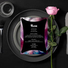 Vivid Watercolor Pink Wedding Menu Menükarte