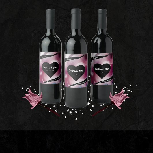 Vivid Watercolor Pink Wedding Weinetikett