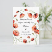 Vivid Watercolor Poppies Hochzeiten Glückwunsch Karte (Stehend Vorderseite)