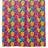 Vivid watercolor roses print, floral pattern duschvorhang (Vorderseite)