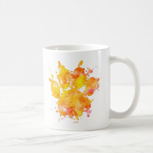 Vivid Watercolor Splash Dog Paw Print Kaffeetasse (Rechts)