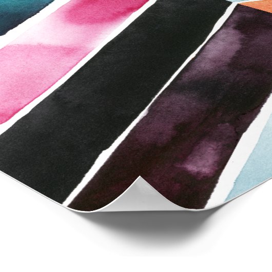 Vivid Watercolor Zickzack I Poster (Ecke)