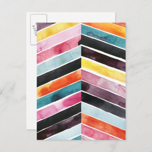 Vivid Watercolor Zickzack I Postkarte (Vorne/Hinten)