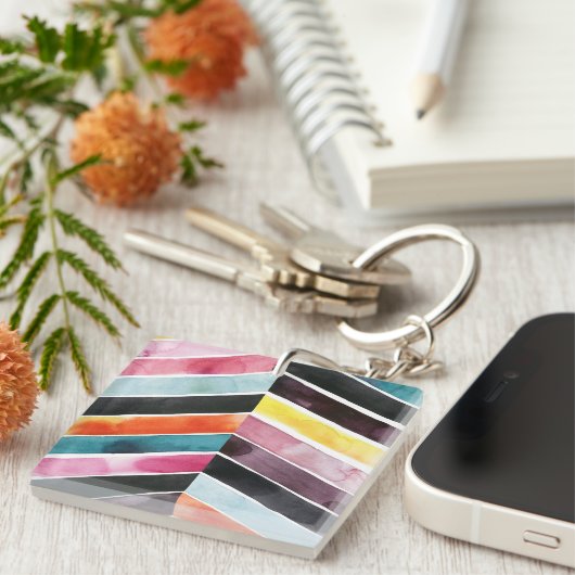 Vivid Watercolor Zickzack I Schlüsselanhänger (Vorderseite rechts)