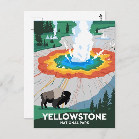 Vivid Yellowstone Nationalpark Postkarte (Vorne/Hinten)
