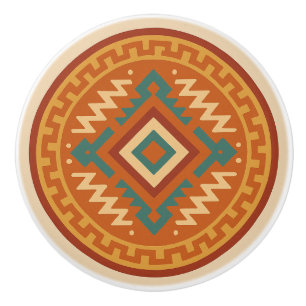 Vivid Zapotec Diamond Geometry Kabinettknöpfe Keramikknauf
