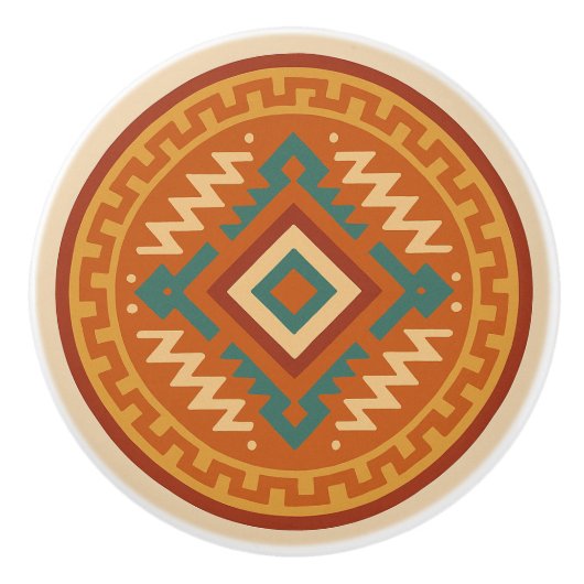 Vivid Zapotec Diamond Geometry Kabinettknöpfe Keramikknauf (Vorderseite)