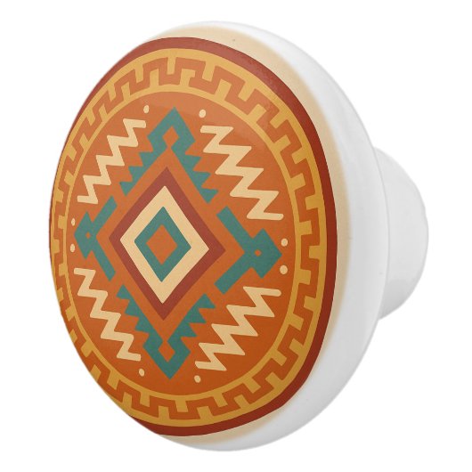 Vivid Zapotec Diamond Geometry Kabinettknöpfe Keramikknauf (Rechts)