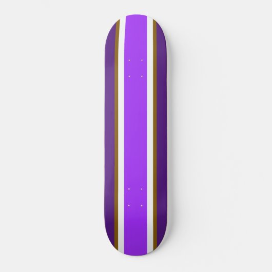 Vivid Zwei Tone Lila, weiße, braune Racing Streife Skateboard (Vorderseite)