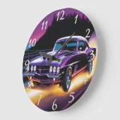 Vivide Hotrod-Kreuzfahrt auf einer landschaftliche Große Wanduhr (Winkel)