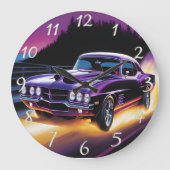 Vivide Hotrod-Kreuzfahrt auf einer landschaftliche Große Wanduhr (Vorderseite)