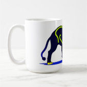 Vivide Neon Lion Illustration mit pulsierender Mag Kaffeetasse (Links)