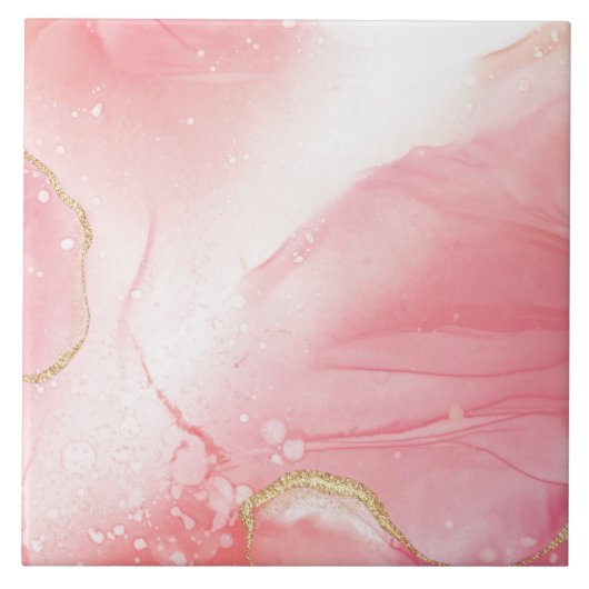 Vivider rosa und goldener Marmor Fliese (Vorderseite)