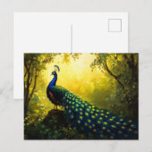 Vivides Gemälde eines Pfaues Postkarte (Vorne/Hinten)