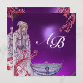 VIVIEN MONOGRAM Amethyst lila Eis Einladung (Vorne/Hinten)