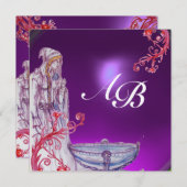 VIVIEN MONOGRAM Amethyst lila Gold Einladung (Vorne/Hinten)