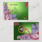 VIVIEN MONOGRAM Edelstein grün, weiß Visitenkarte (Vorne/Hinten)