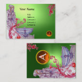 VIVIEN MONOGRAM Jugengrün, weiß orange Visitenkarte (Vorne/Hinten)