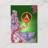 VIVIEN MONOGRAM Jugengrün, weiß orange Visitenkarte (Rückseite)