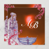 VIVIEN MONOGRAM Orangentopaz Einladung (Vorne/Hinten)