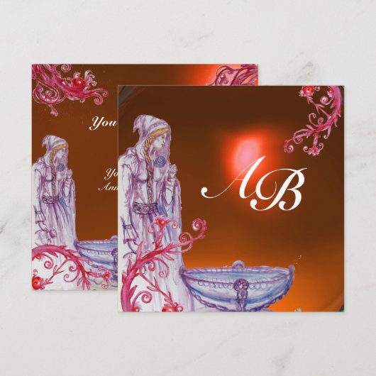 VIVIEN MONOGRAM Orangentopaz Einladung (Vorne/Hinten)