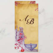 VIVIEN MONOGRAM Perchment lila Einladung (Vorne/Hinten)