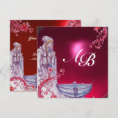 VIVIEN MONOGRAM roter Ruby Einladung (Vorne/Hinten)