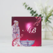 VIVIEN MONOGRAM roter Ruby Einladung (Stehend Vorderseite)