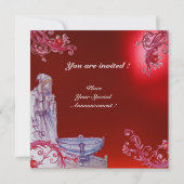 VIVIEN MONOGRAM rotes Ruby-Eis Einladung (Rückseite)