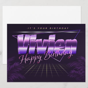Vivien Name Vorname lila retro Karte Geburtstag