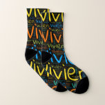 Vivien Socken<br><div class="desc">Vivien. Show and wear this popular beautiful male first name designed as colorful wordcloud made of horizontal and vertical cursive hand lettering typography in different sizes and adorable fresh colors. Wear your positive french name or show the world whom you love or adore. Merch with this soft text artwork is...</div>