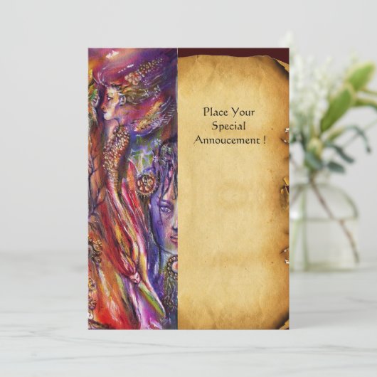 VIVIEN UND MERLIN Fantasy Parchment Einladung (Stehend Vorderseite)