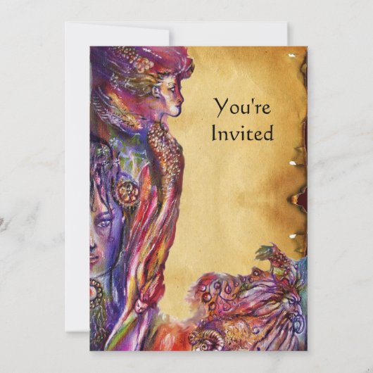 VIVIEN UND MERLIN Fantasy Parchment Einladung (Rückseite)