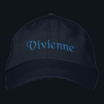 Vivienne bestickte Baseballkappe / Hat Blue<br><div class="desc">Vivienne Personalisiert anpassbare bestickte Baseballkappe / Baseballhut in blau,  von 369MyName,  und 369.</div>