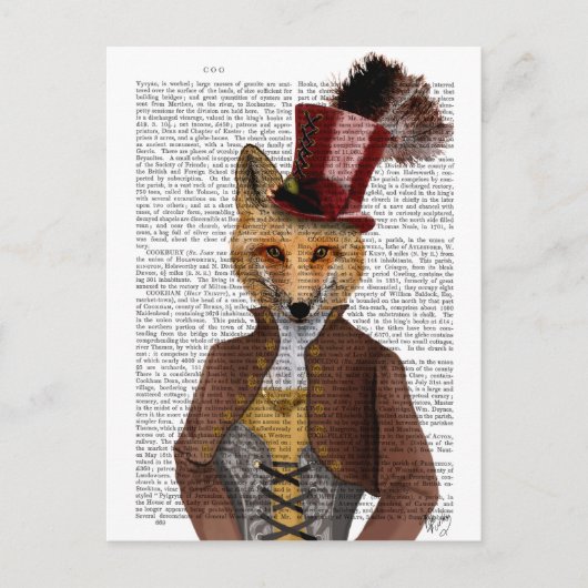 Vivienne Steampunk Fox Postkarte (Vorderseite)