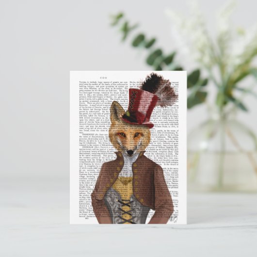 Vivienne Steampunk Fox Postkarte (Stehend Vorderseite)