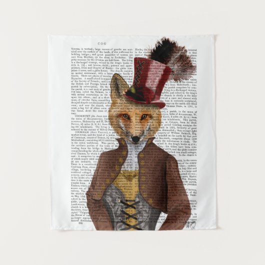 Vivienne Steampunk Fox Wandteppich (Vorderseite)
