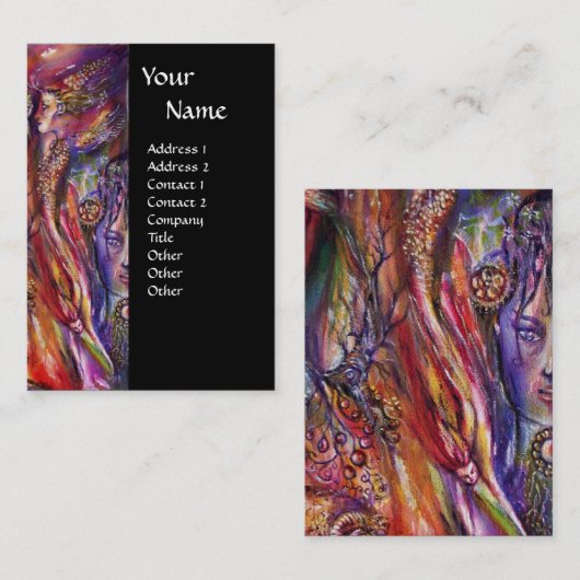 VIVIVIEN UND MERLIN Pink Lila Schwarze Fantasie Visitenkarte (Vorne/Hinten)