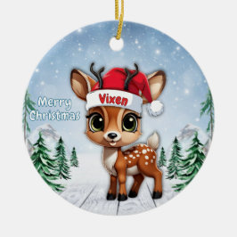 Vixen Baby Deer, Fawn, Doe, Reindeer 🦌🎄 Keramik Ornament