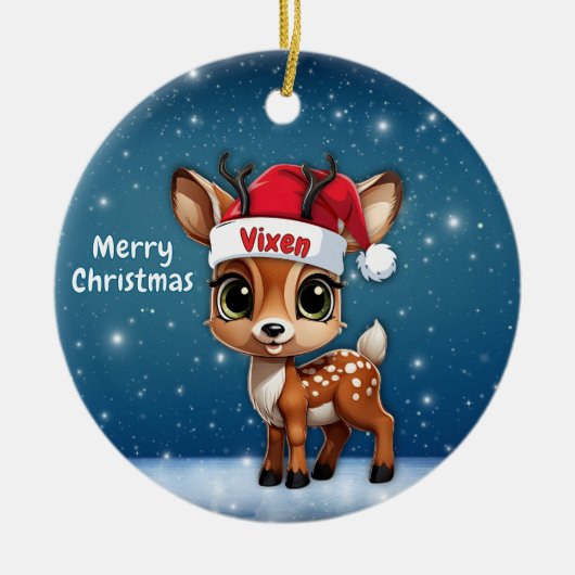 Vixen Deer, Fawn, Doe, Reindeer🦌 🎄 Keramik Ornament (Vorne)