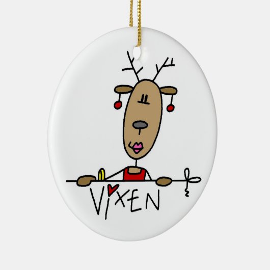 Vixen die Ren-Weihnachtsandenken-Verzierung Keramikornament (Rechts)